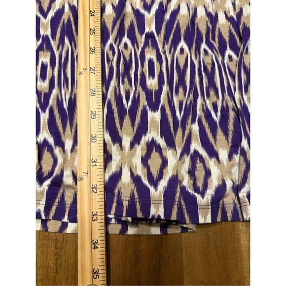 Ann Taylor LOFT Sun Dress Size XS Purple Tan White Ikat Print Sleeveless Womens - Picture 7 of 7
